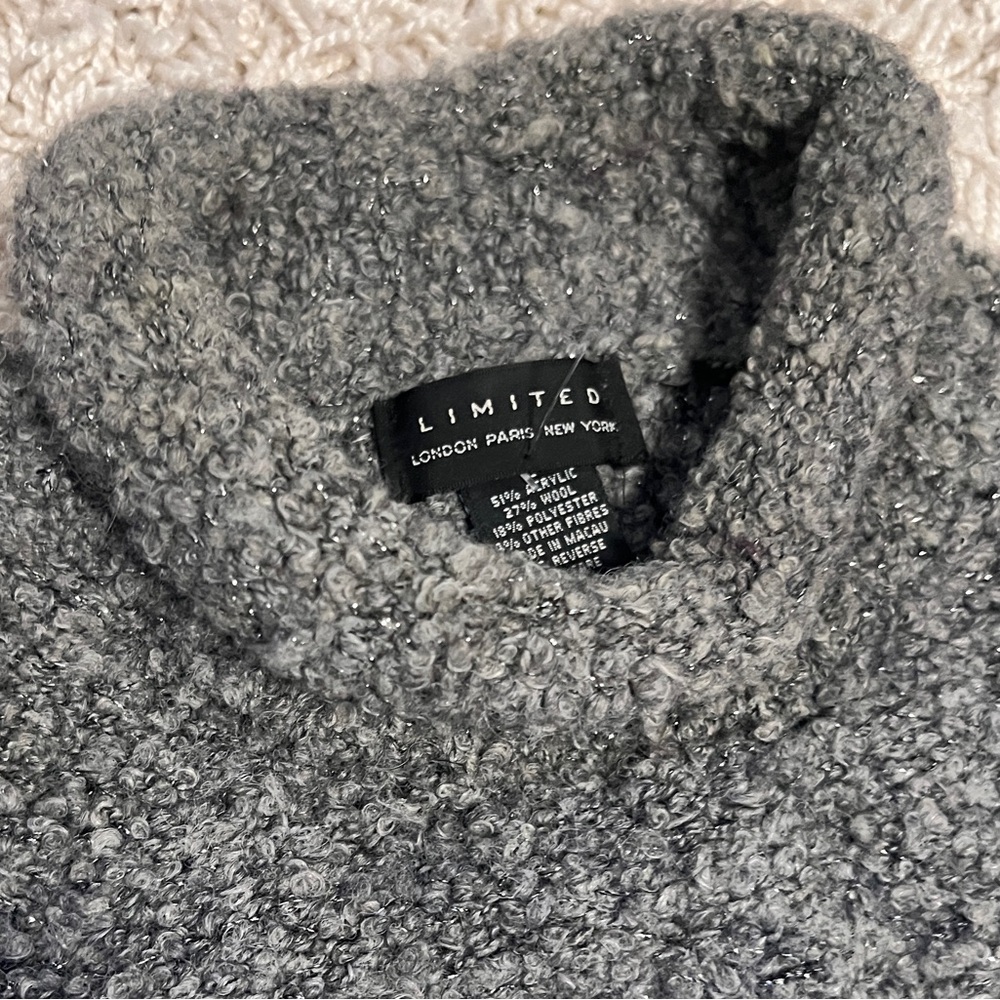 Y2K The limited London Paris New York grey shimmer thread wool blend sweater L - Picture 5 of 6